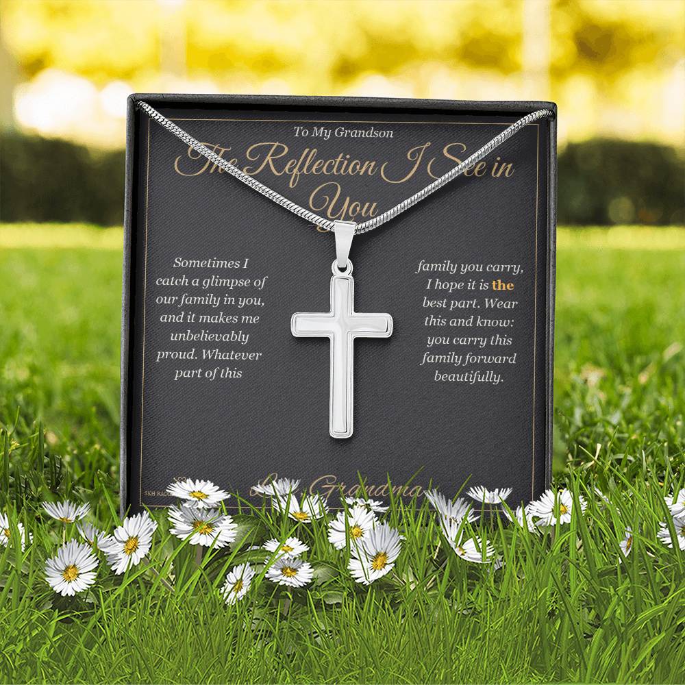 The Reflection I See in You - Artisan Cross Necklace for Grandson