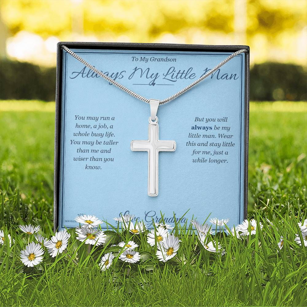 Always My Little Man - Artisan Cross Necklace for Grandson