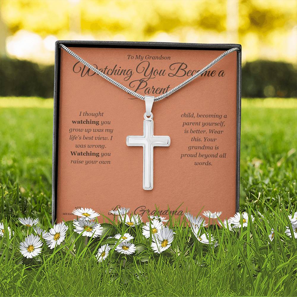 Watching You Become a Parent - Artisan Cross Necklace for Grandson