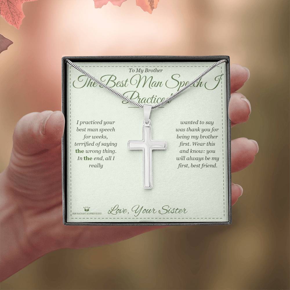 The Best Man Speech I Practiced - Artisan Cross Necklace for Brother