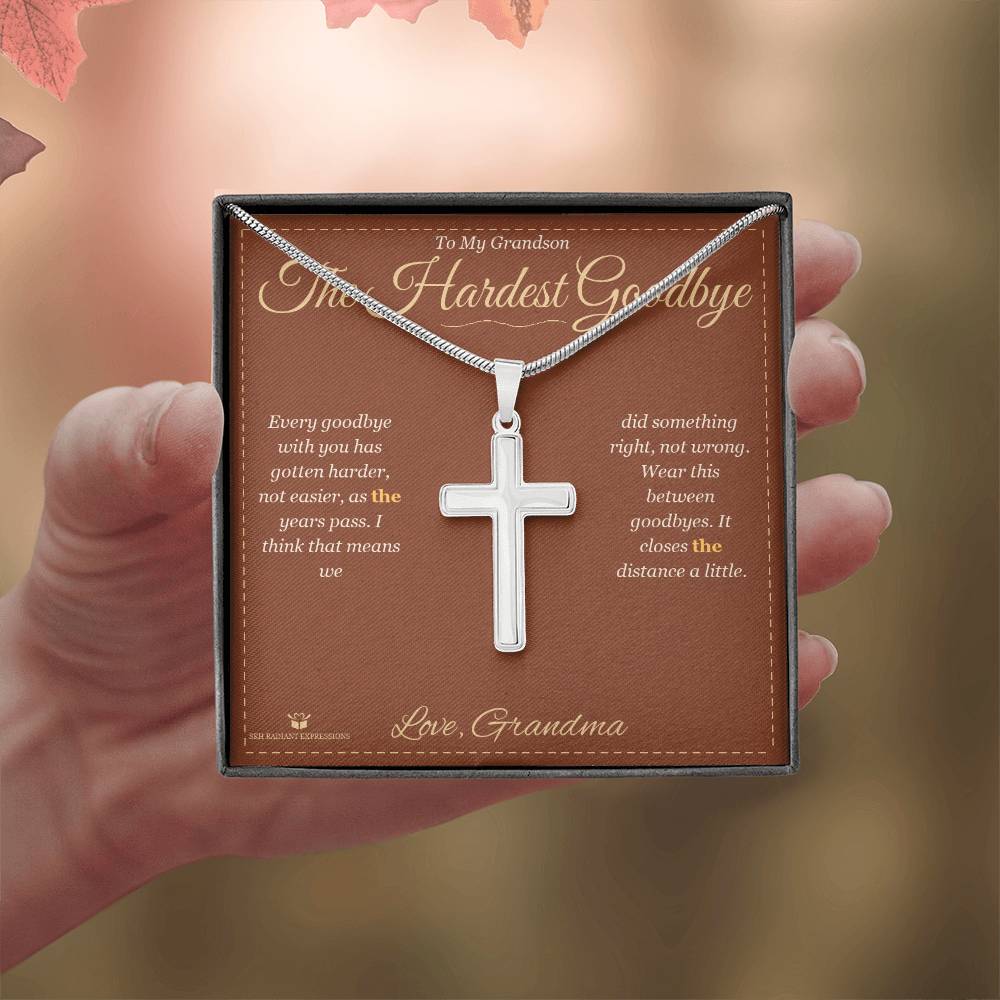 The Hardest Goodbye - Artisan Cross Necklace for Grandson