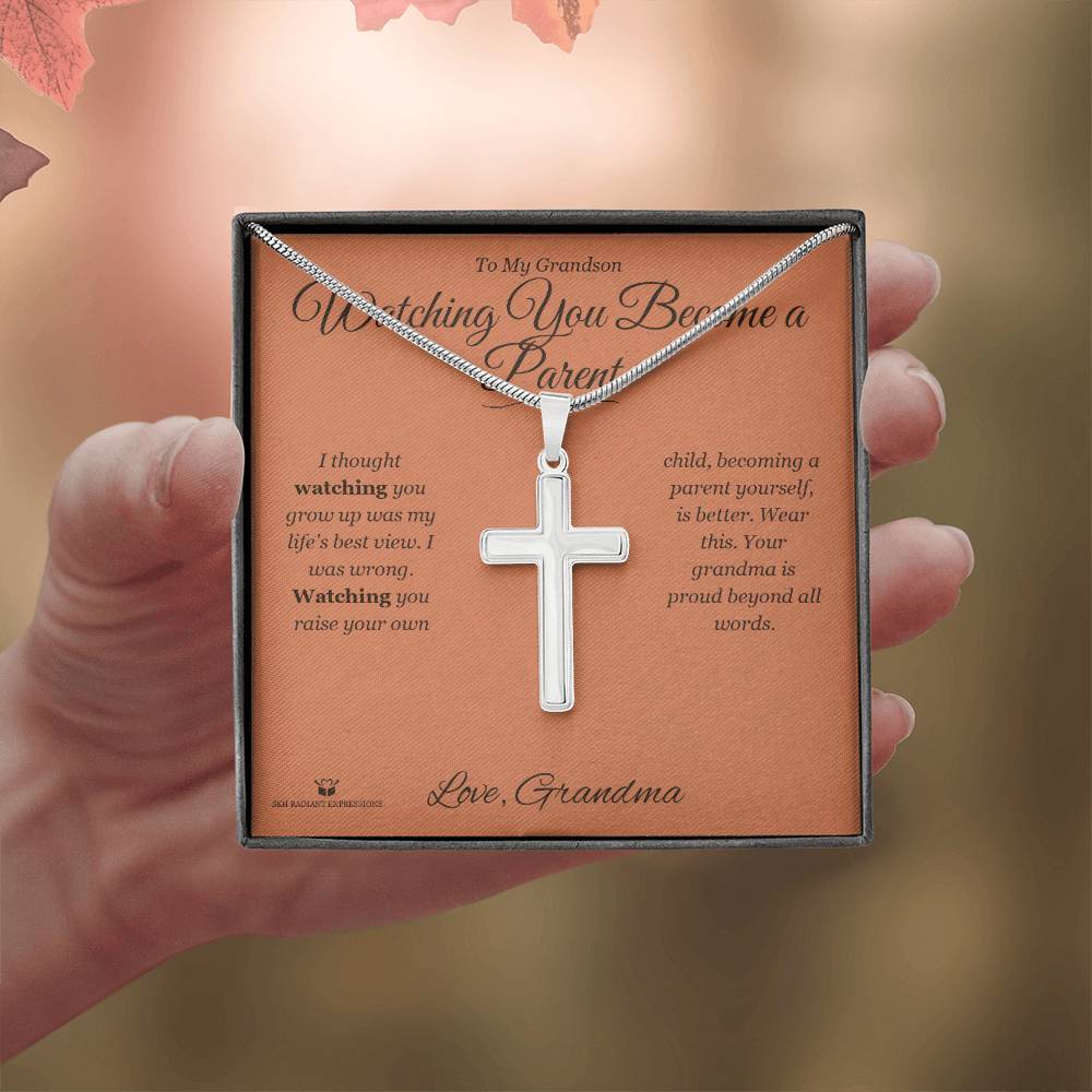 Watching You Become a Parent - Artisan Cross Necklace for Grandson