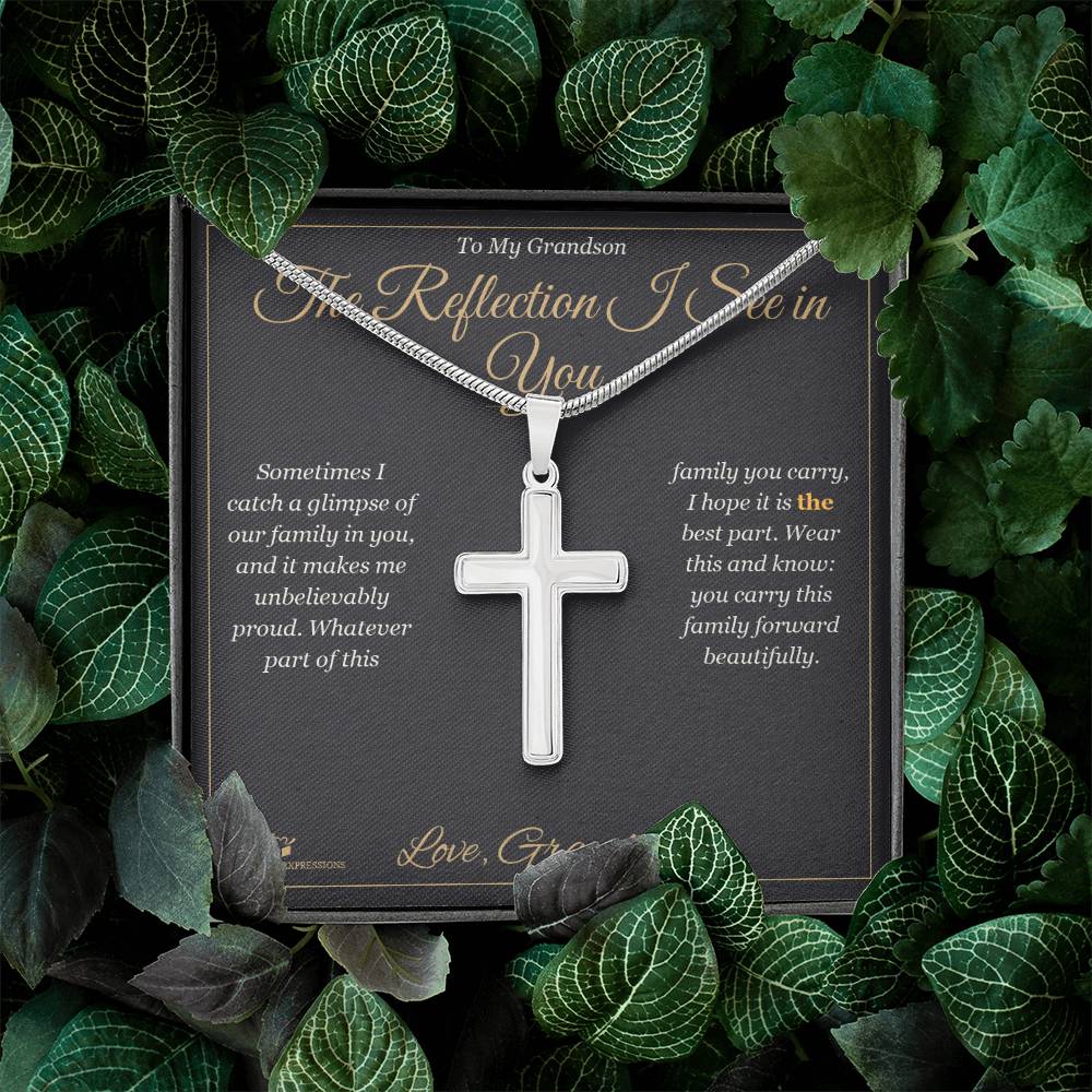 The Reflection I See in You - Artisan Cross Necklace for Grandson