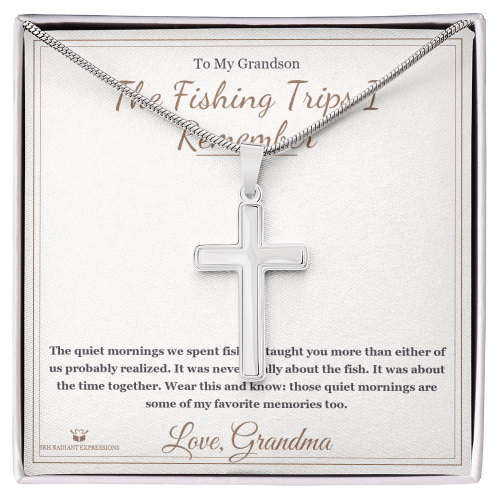 The Fishing Trips I Remember - Artisan Cross Necklace for Grandson