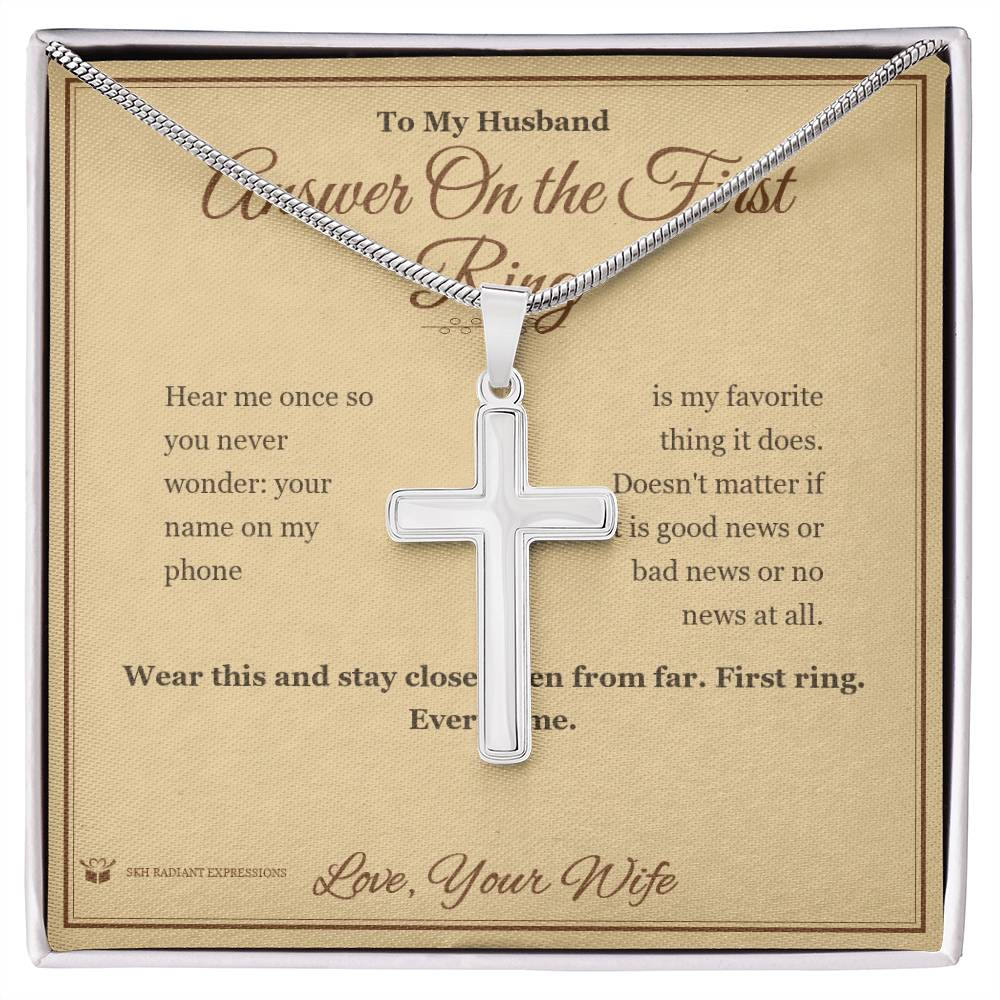 Answer On the First Ring - Artisan Cross Necklace for Husband
