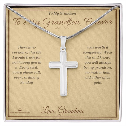 To My Grandson, Forever - Artisan Cross Necklace for Grandson - personalized keepsake gift from SKH Radiant Expressions