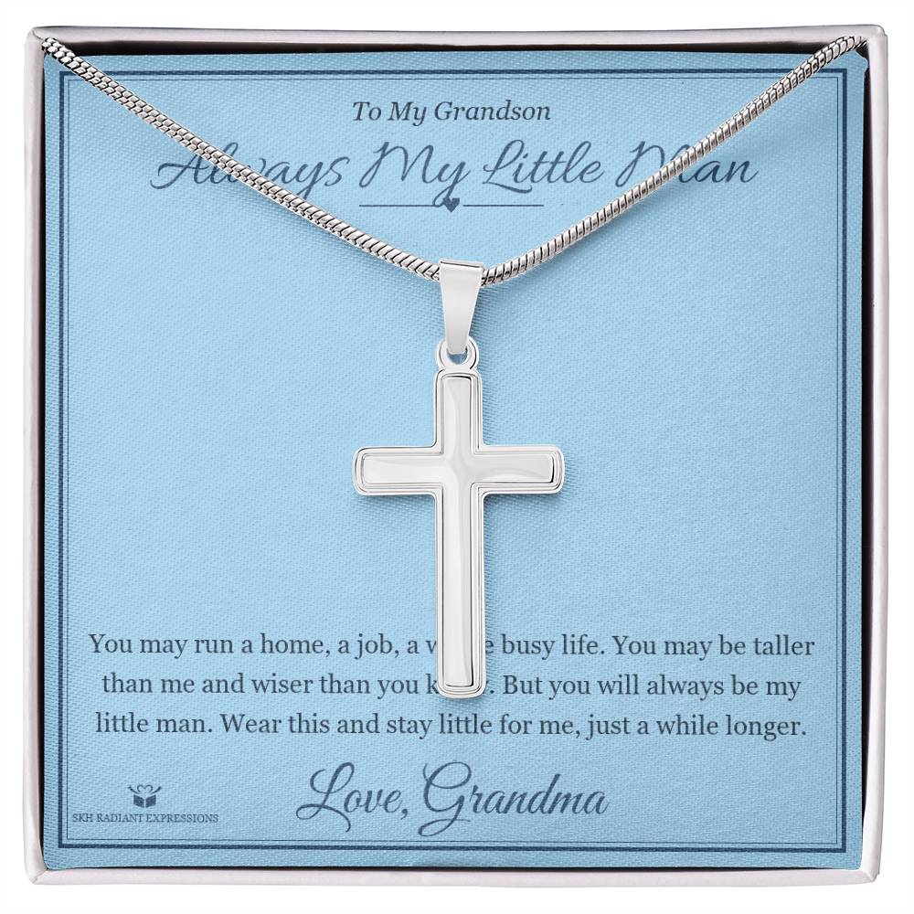 Always My Little Man - Artisan Cross Necklace for Grandson