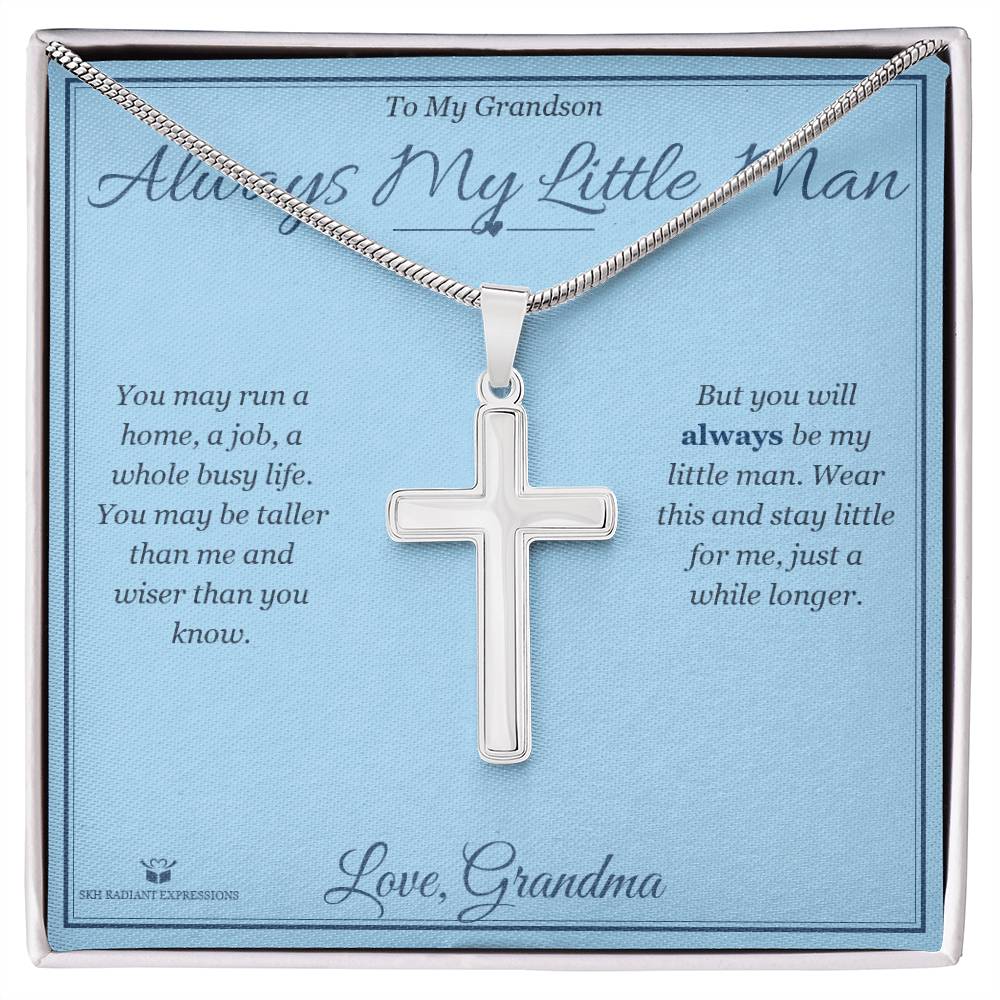 Always My Little Man - Artisan Cross Necklace for Grandson - personalized keepsake gift from SKH Radiant Expressions