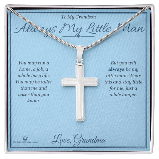 Always My Little Man - Artisan Cross Necklace for Grandson - personalized keepsake gift from SKH Radiant Expressions