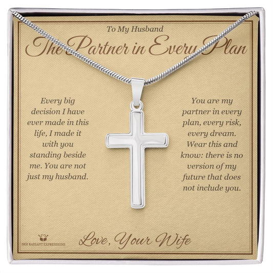 The Partner in Every Plan - Artisan Cross Necklace for Husband - personalized keepsake gift from SKH Radiant Expressions