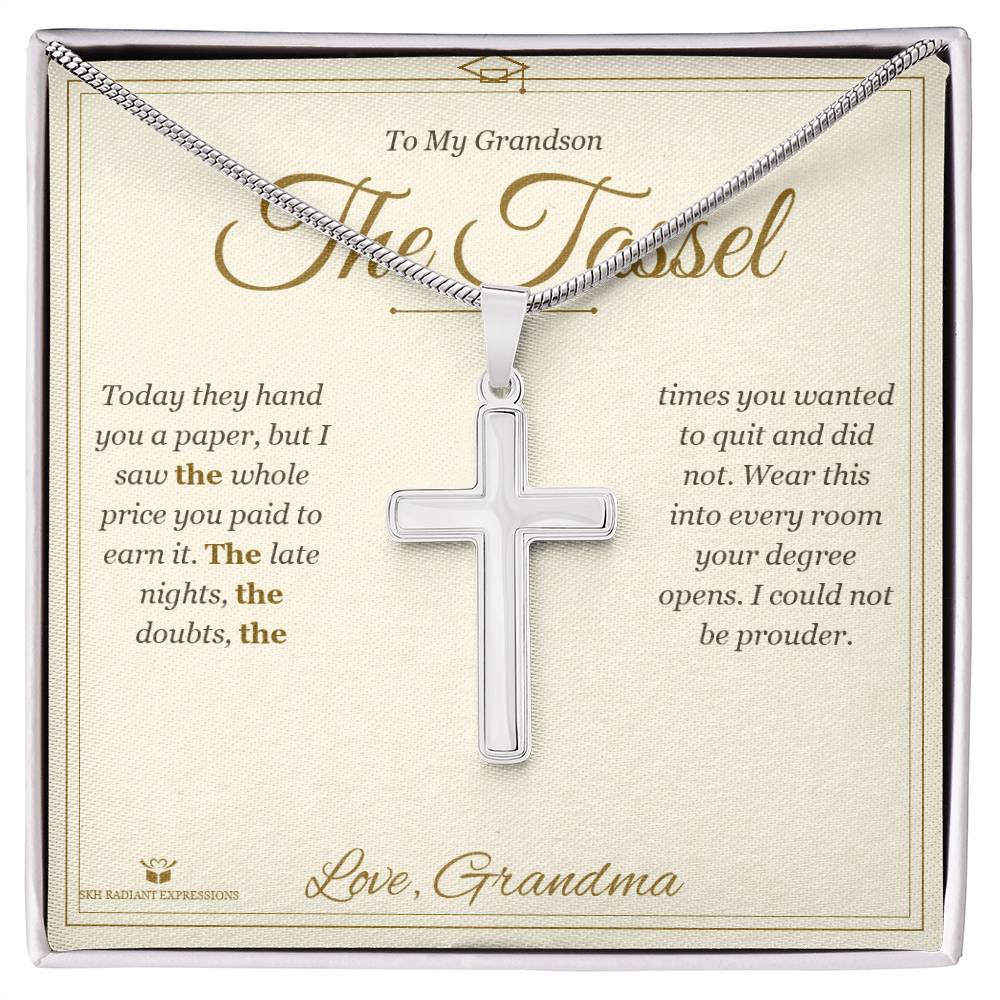 The Tassel - Artisan Cross Necklace for Grandson - personalized keepsake gift from SKH Radiant Expressions