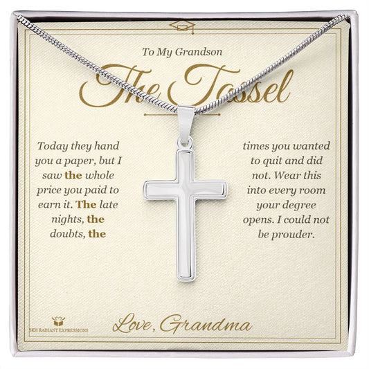 The Tassel - Artisan Cross Necklace for Grandson - personalized keepsake gift from SKH Radiant Expressions