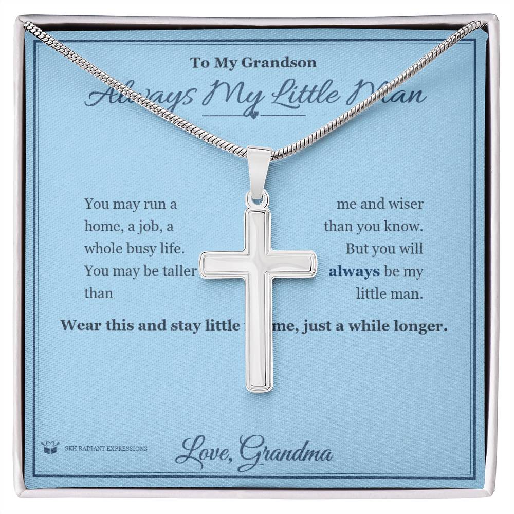 Always My Little Man - Artisan Cross Necklace for Grandson