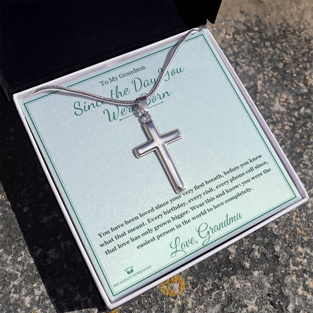 Since the Day You Were Born - Artisan Cross Necklace for Grandson