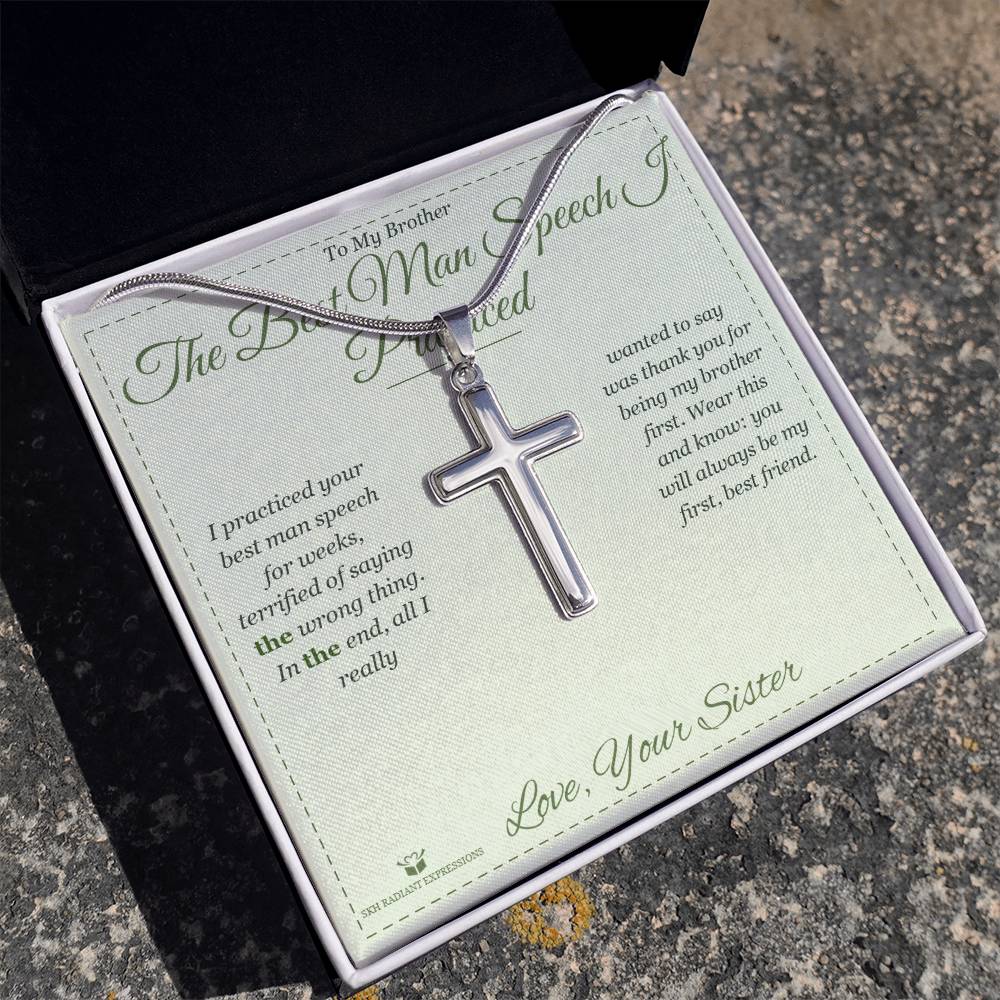 The Best Man Speech I Practiced - Artisan Cross Necklace for Brother