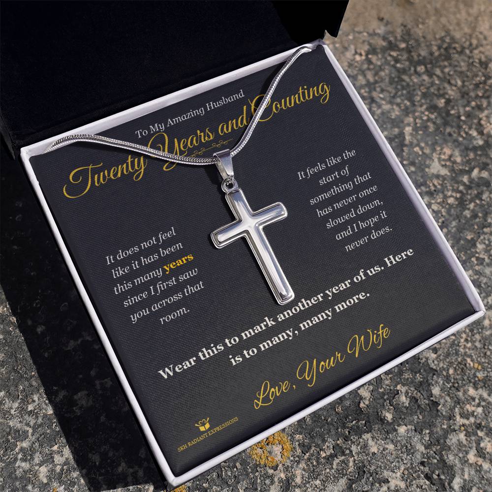Twenty Years and Counting - Artisan Cross Necklace for Husband