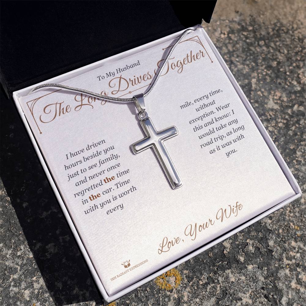 The Long Drives Together - Artisan Cross Necklace for Husband