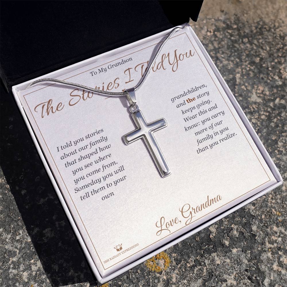 The Stories I Told You - Artisan Cross Necklace for Grandson