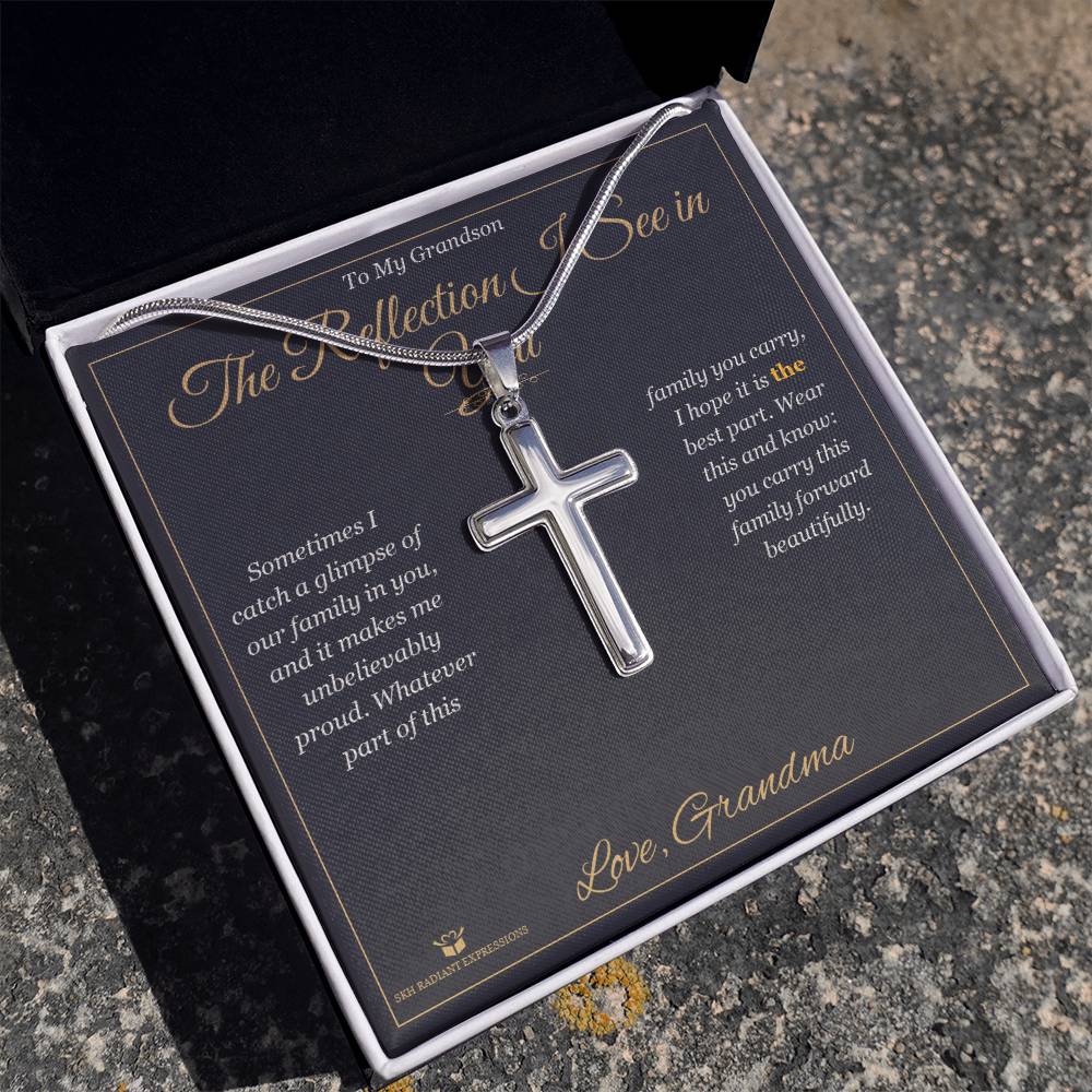 The Reflection I See in You - Artisan Cross Necklace for Grandson