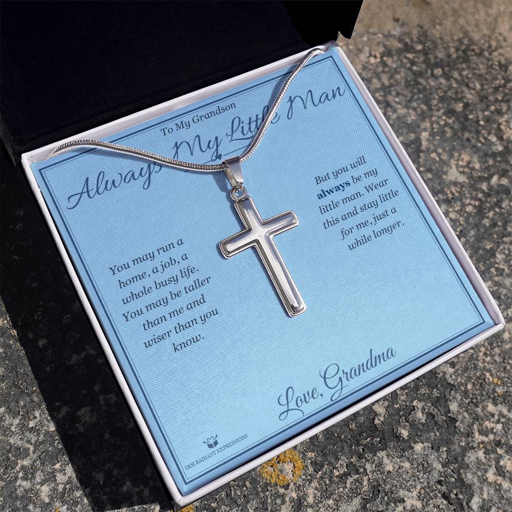 Always My Little Man - Artisan Cross Necklace for Grandson