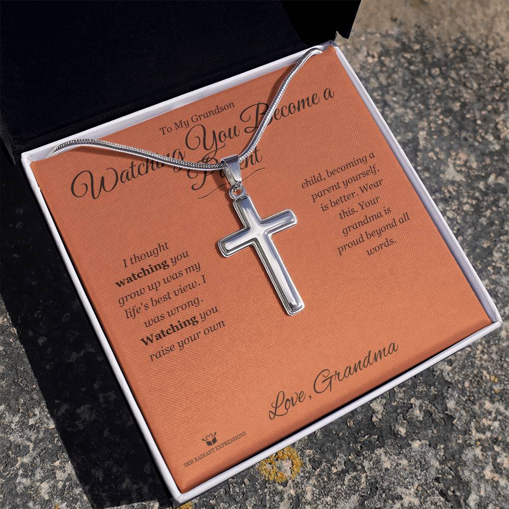 Watching You Become a Parent - Artisan Cross Necklace for Grandson