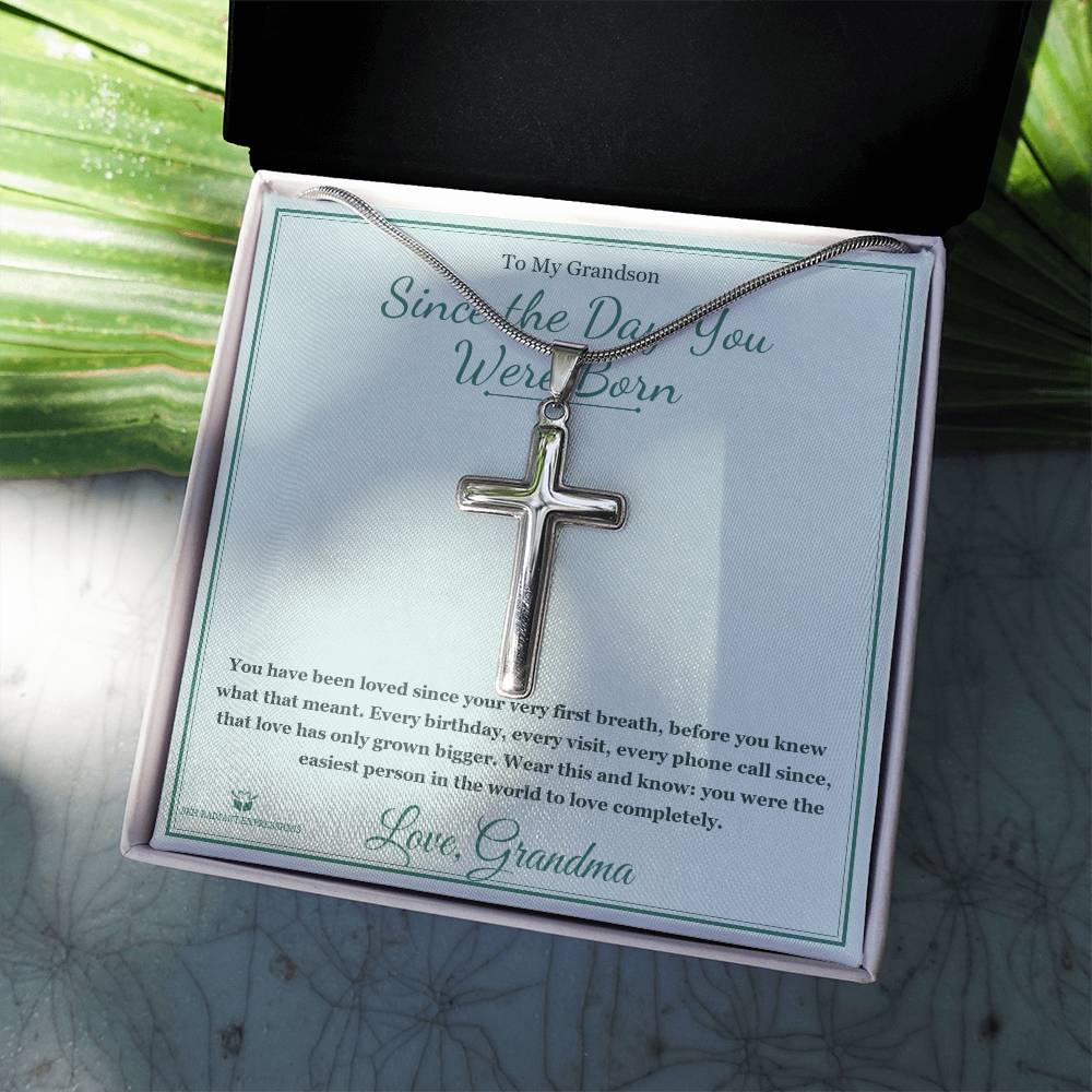 Since the Day You Were Born - Artisan Cross Necklace for Grandson