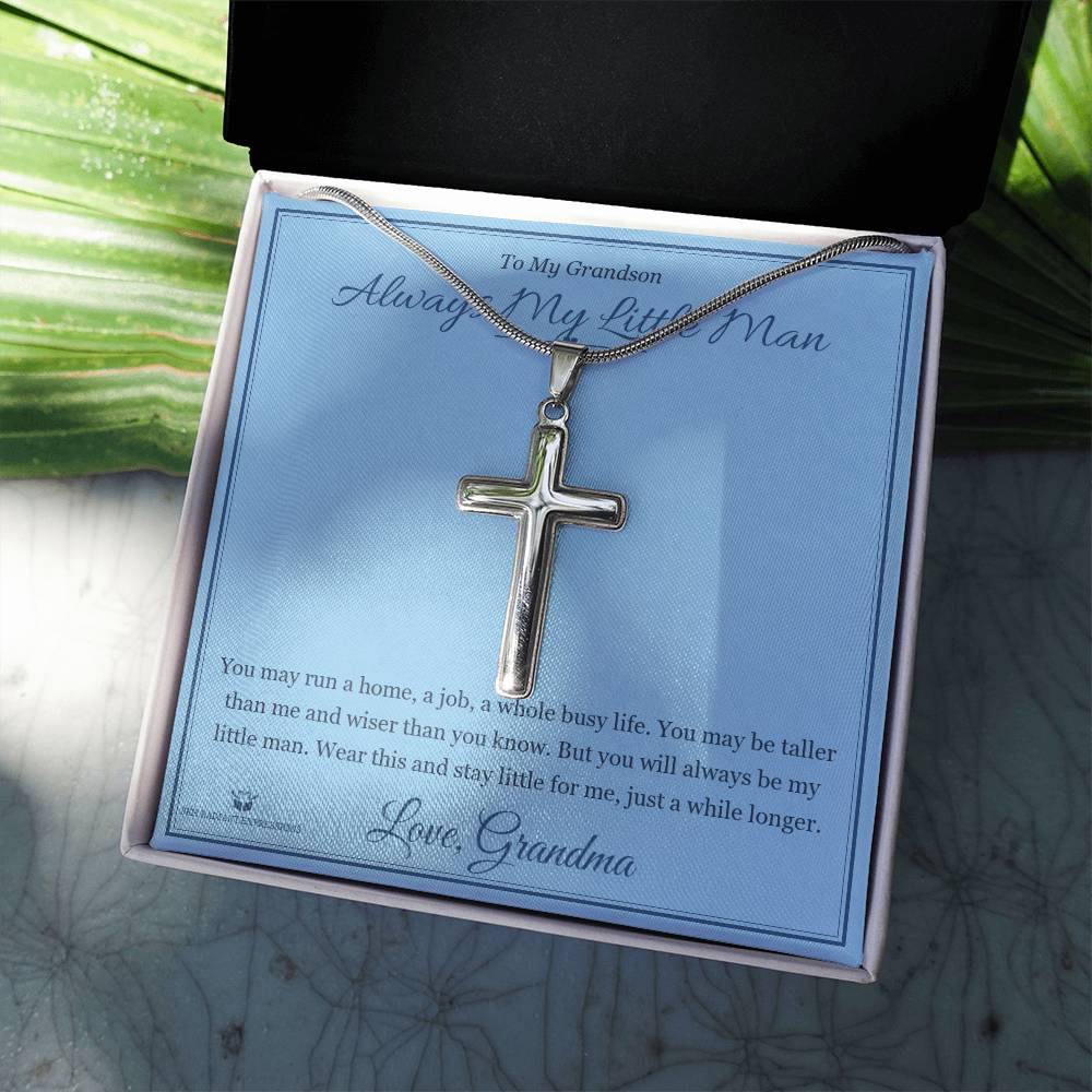 Always My Little Man - Artisan Cross Necklace for Grandson