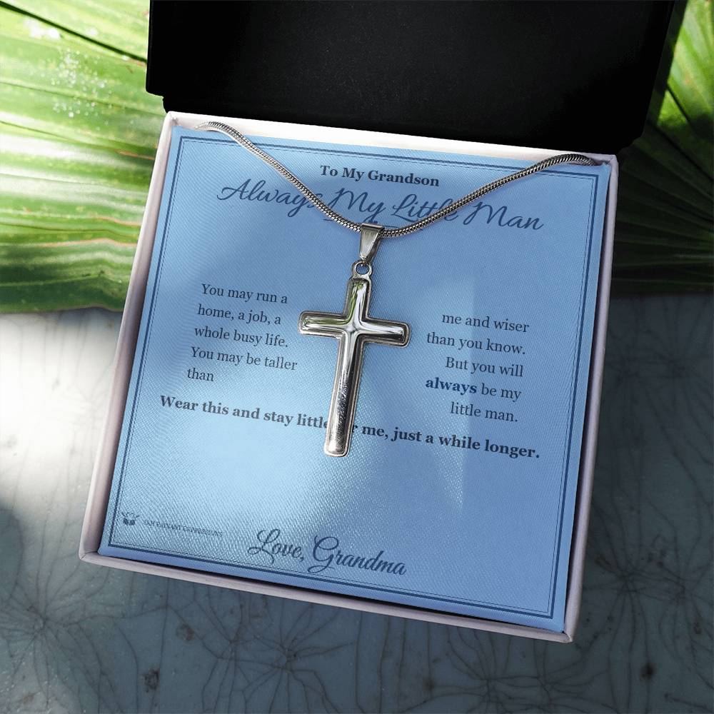 Always My Little Man - Artisan Cross Necklace for Grandson