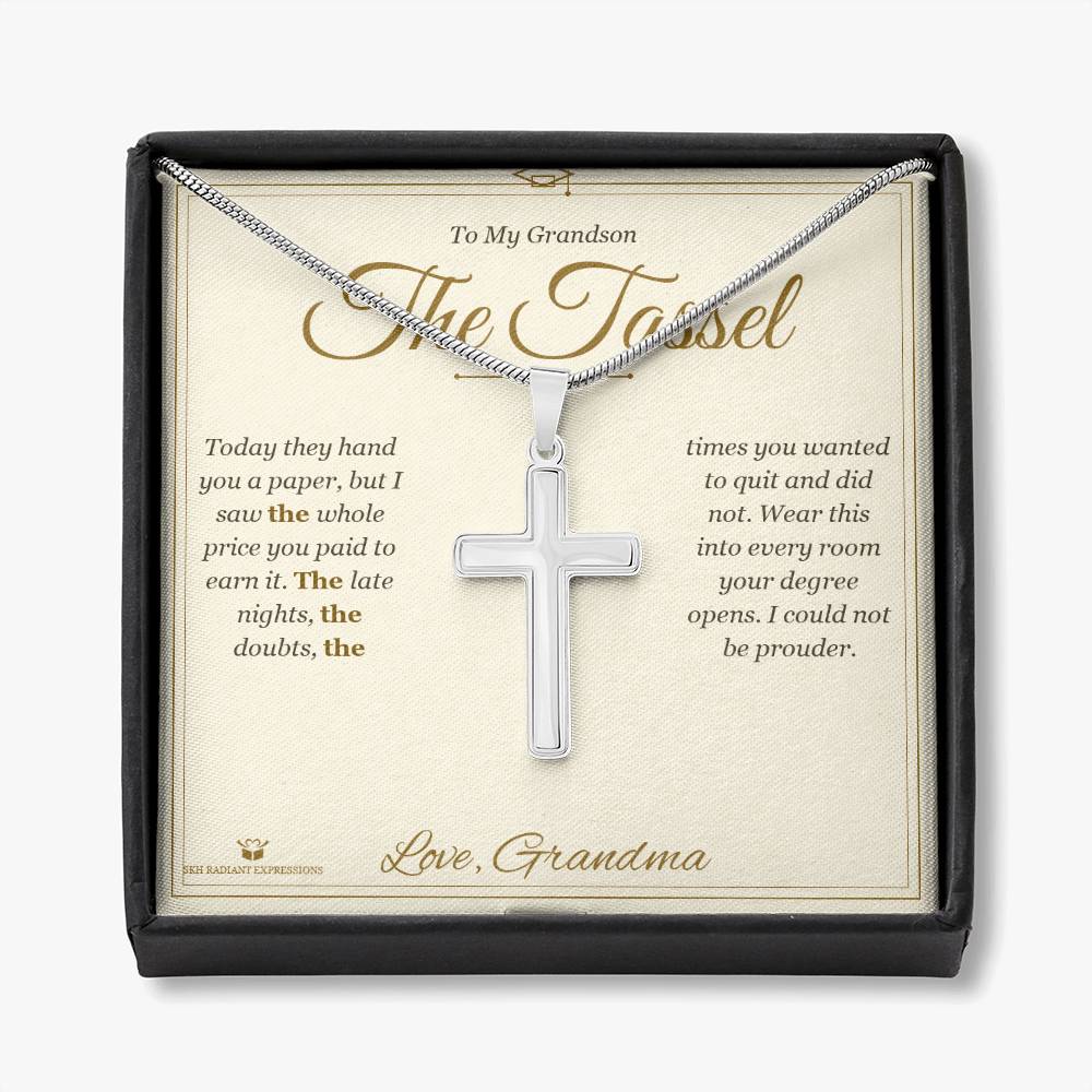 The Tassel - Artisan Cross Necklace for Grandson - personalized keepsake gift from SKH Radiant Expressions
