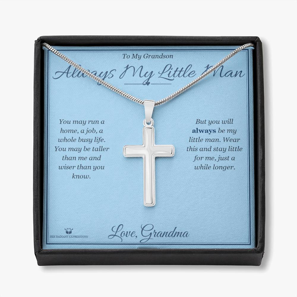 Always My Little Man - Artisan Cross Necklace for Grandson - personalized keepsake gift from SKH Radiant Expressions