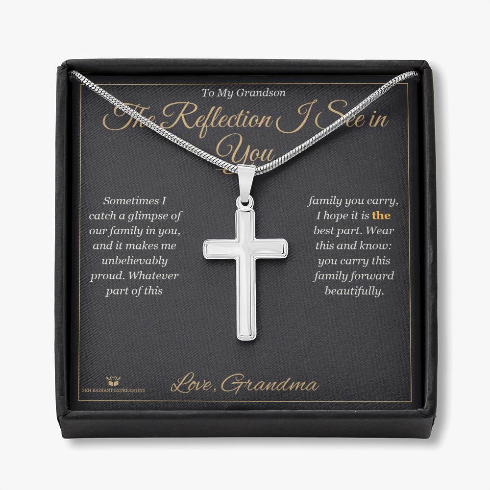 The Reflection I See in You - Artisan Cross Necklace for Grandson