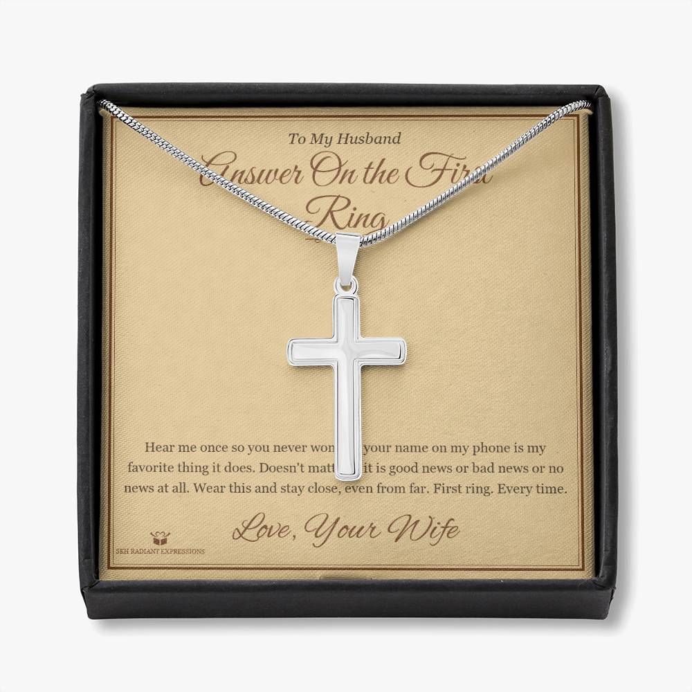 Answer On the First Ring - Artisan Cross Necklace for Husband