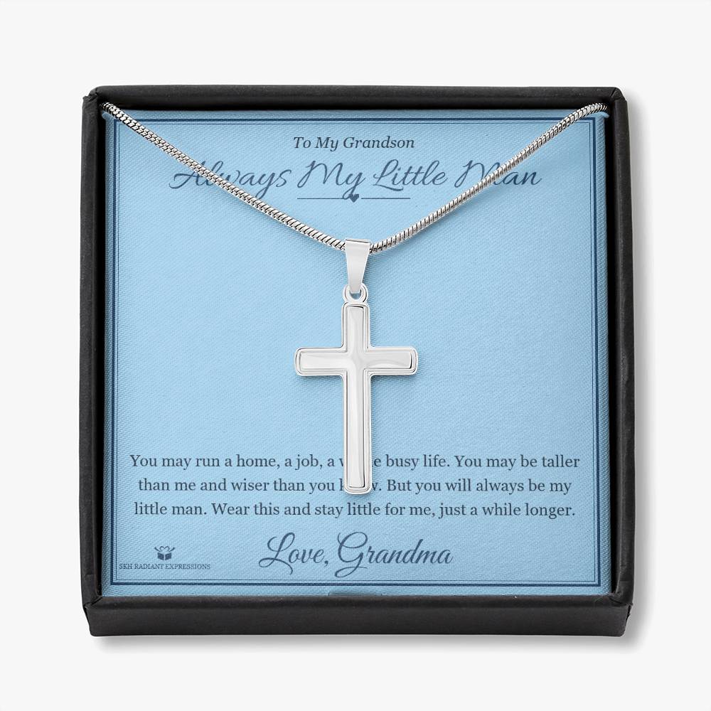 Always My Little Man - Artisan Cross Necklace for Grandson