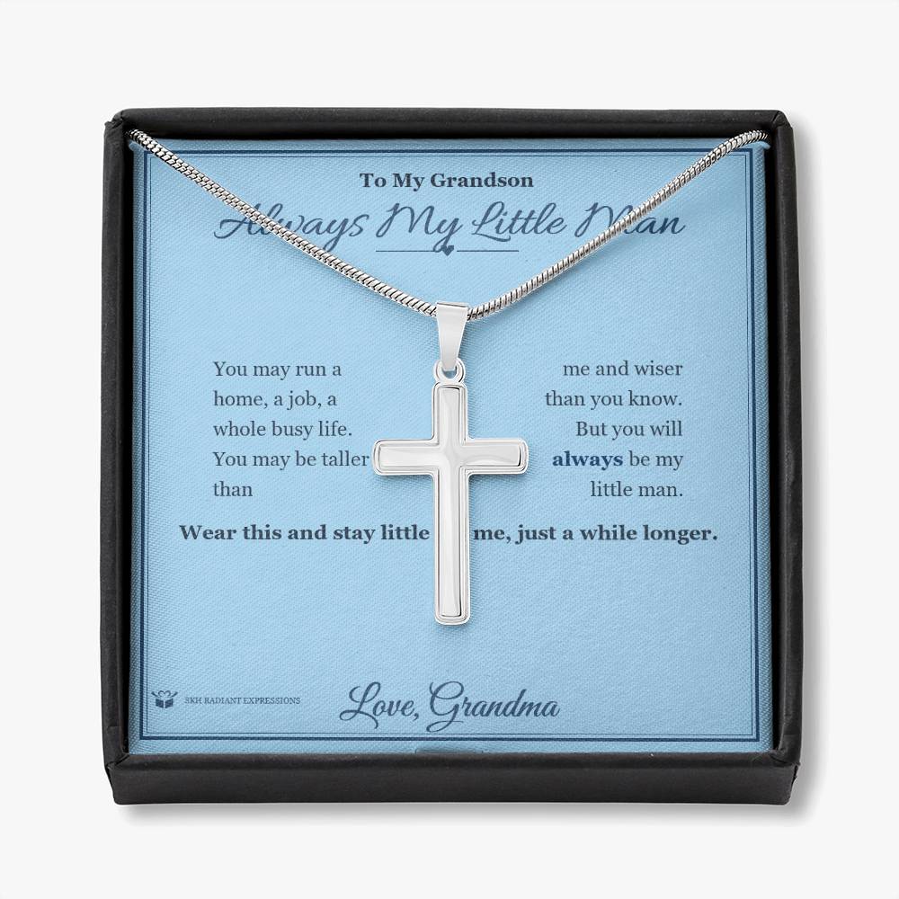 Always My Little Man - Artisan Cross Necklace for Grandson