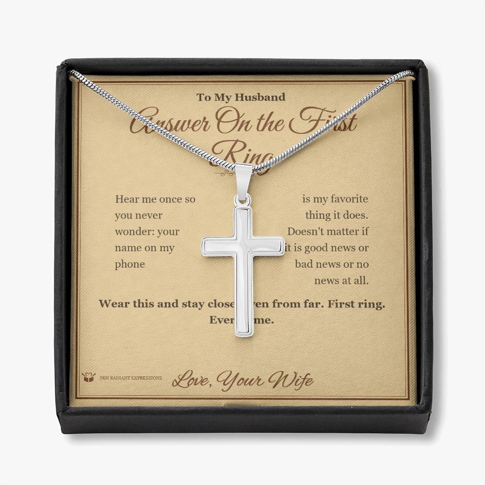 Answer On the First Ring - Artisan Cross Necklace for Husband