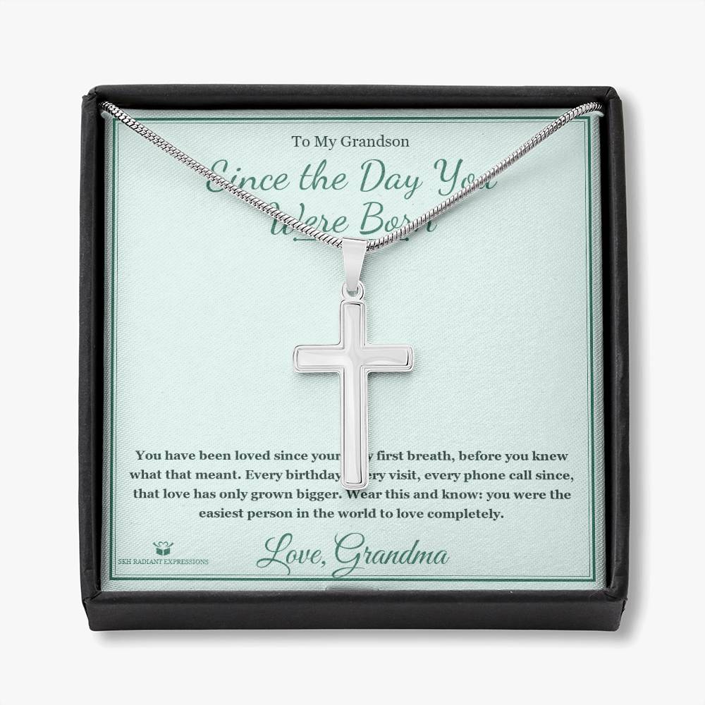 Since the Day You Were Born - Artisan Cross Necklace for Grandson