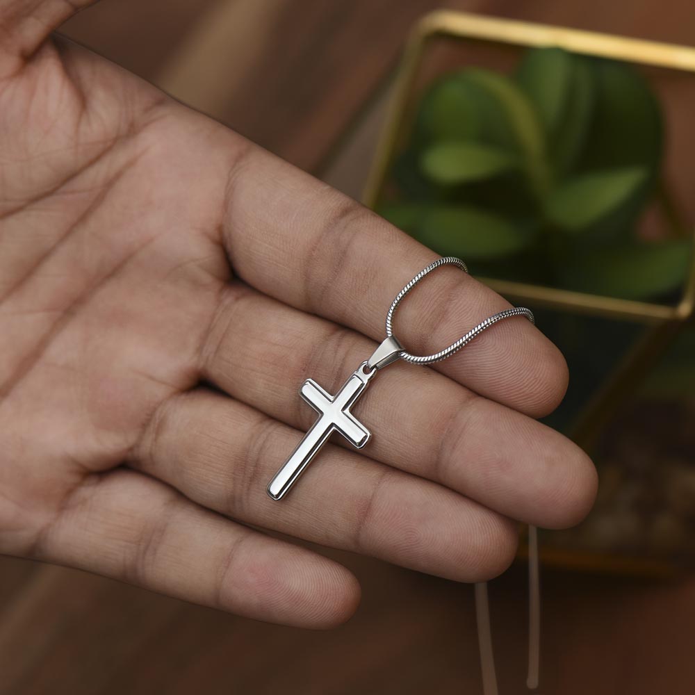 To My Grandson, Forever - Artisan Cross Necklace for Grandson