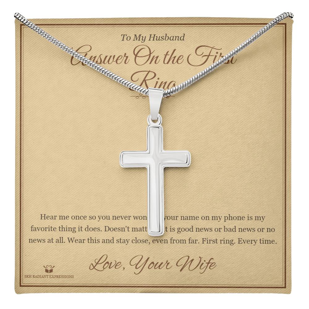 Answer On the First Ring - Artisan Cross Necklace for Husband
