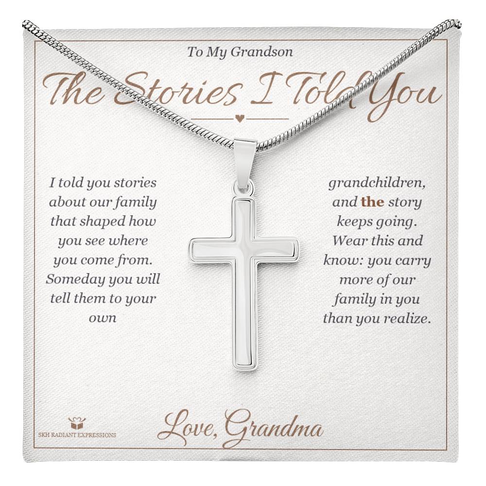 The Stories I Told You - Artisan Cross Necklace for Grandson
