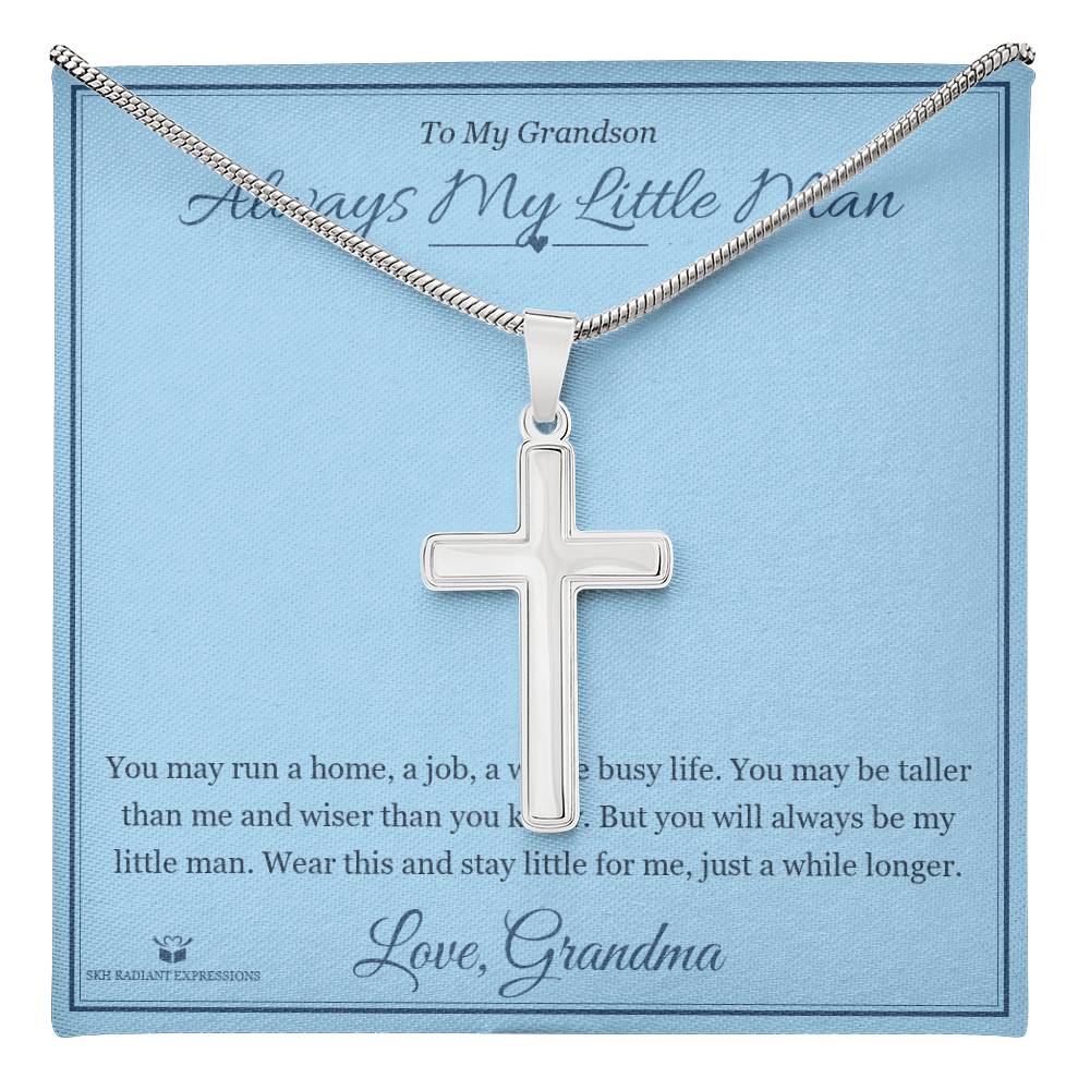 Always My Little Man - Artisan Cross Necklace for Grandson