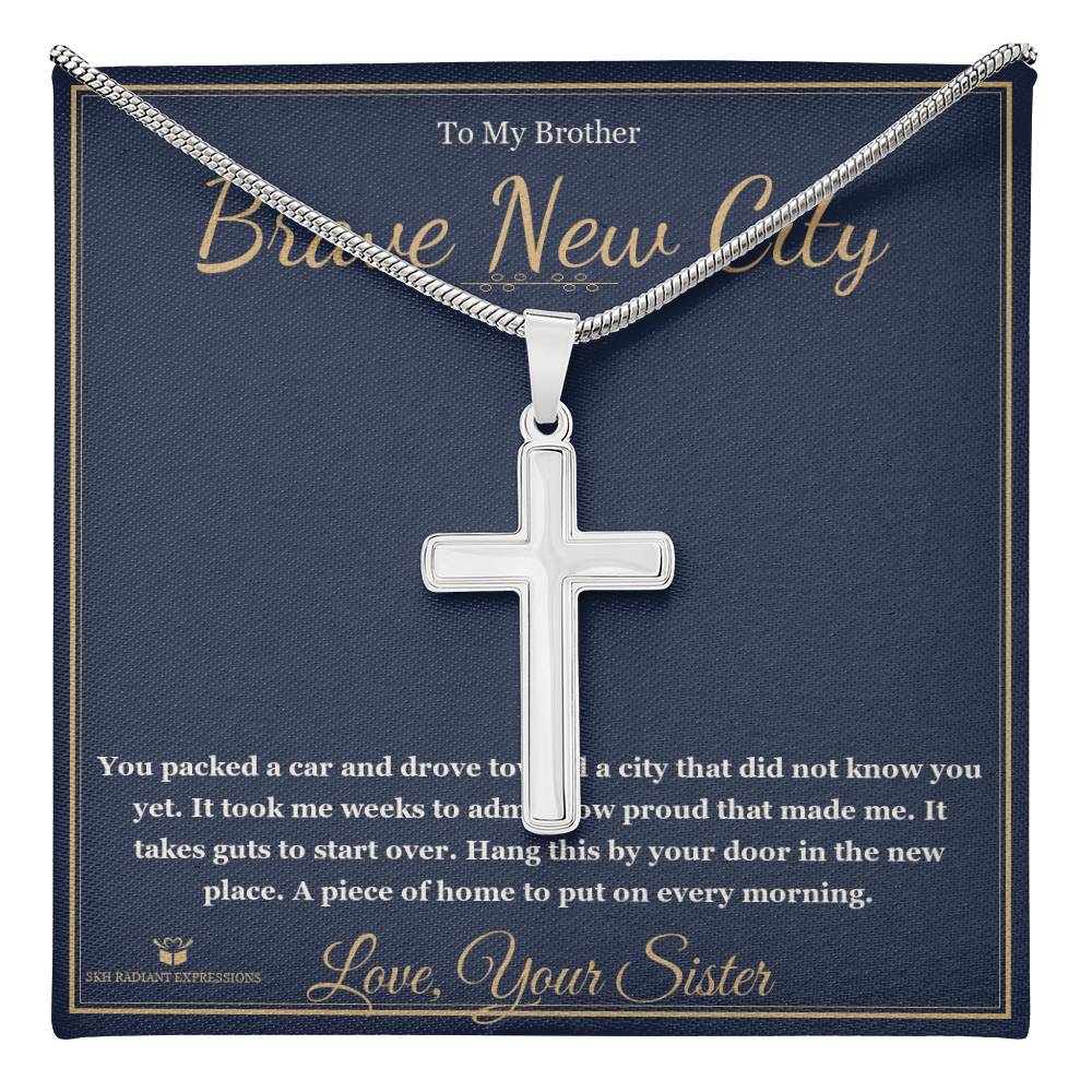 Brave New City - Artisan Cross Necklace for Brother