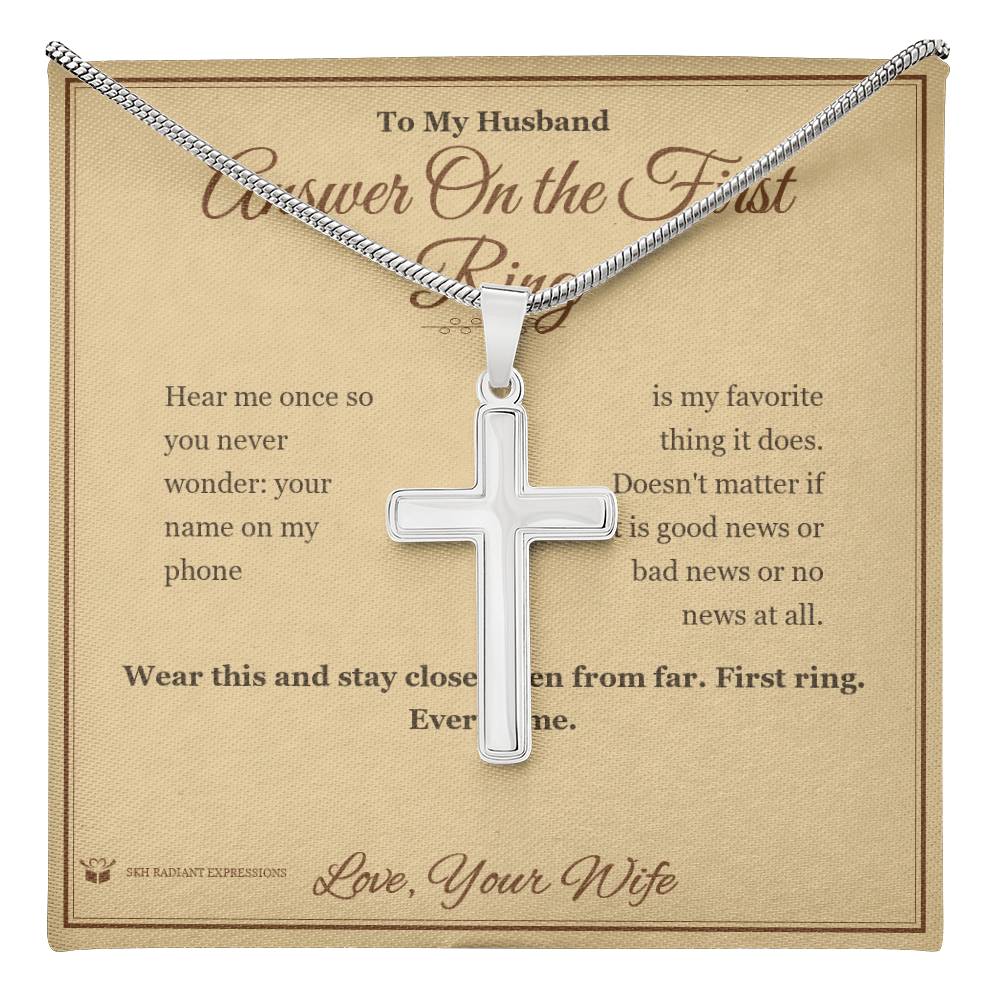 Answer On the First Ring - Artisan Cross Necklace for Husband