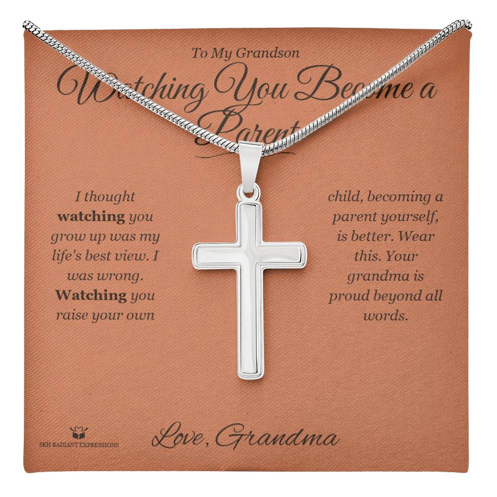 Watching You Become a Parent - Artisan Cross Necklace for Grandson