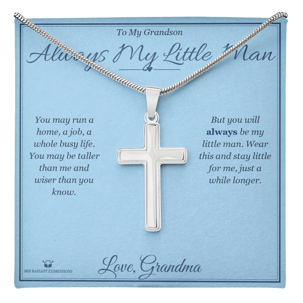 Always My Little Man - Artisan Cross Necklace for Grandson