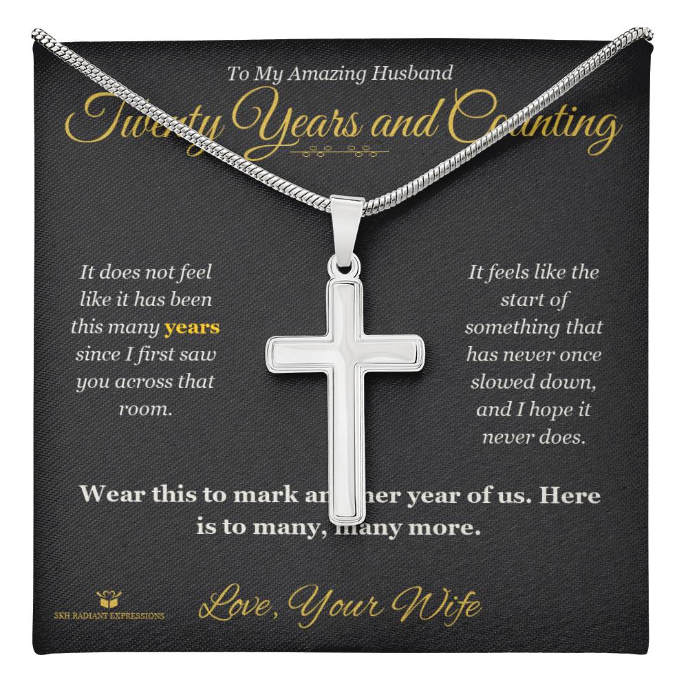 Twenty Years and Counting - Artisan Cross Necklace for Husband