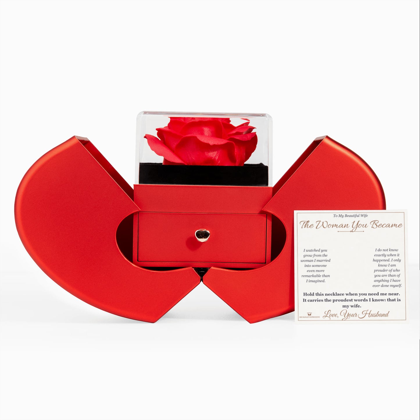 The Woman You Became - Forever Love Necklace with Red Rose Box for Wife