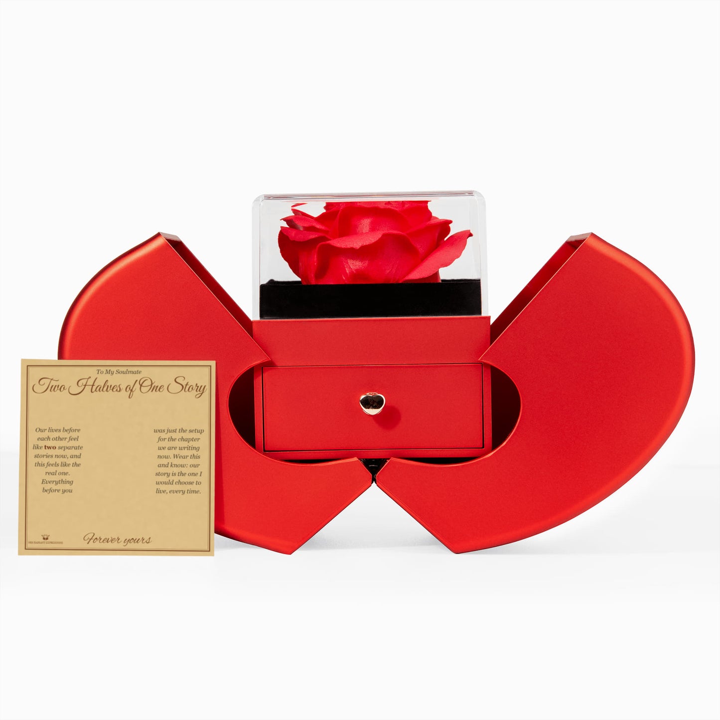 Two Halves of One Story - Forever Love Necklace with Red Rose Box for Soulmate - personalized keepsake gift from SKH Radiant Expressions