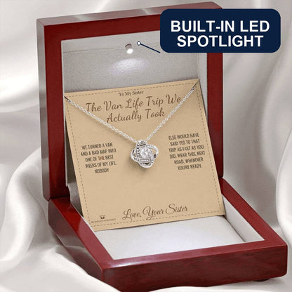 Love Knot Necklace with personalized message card for sister