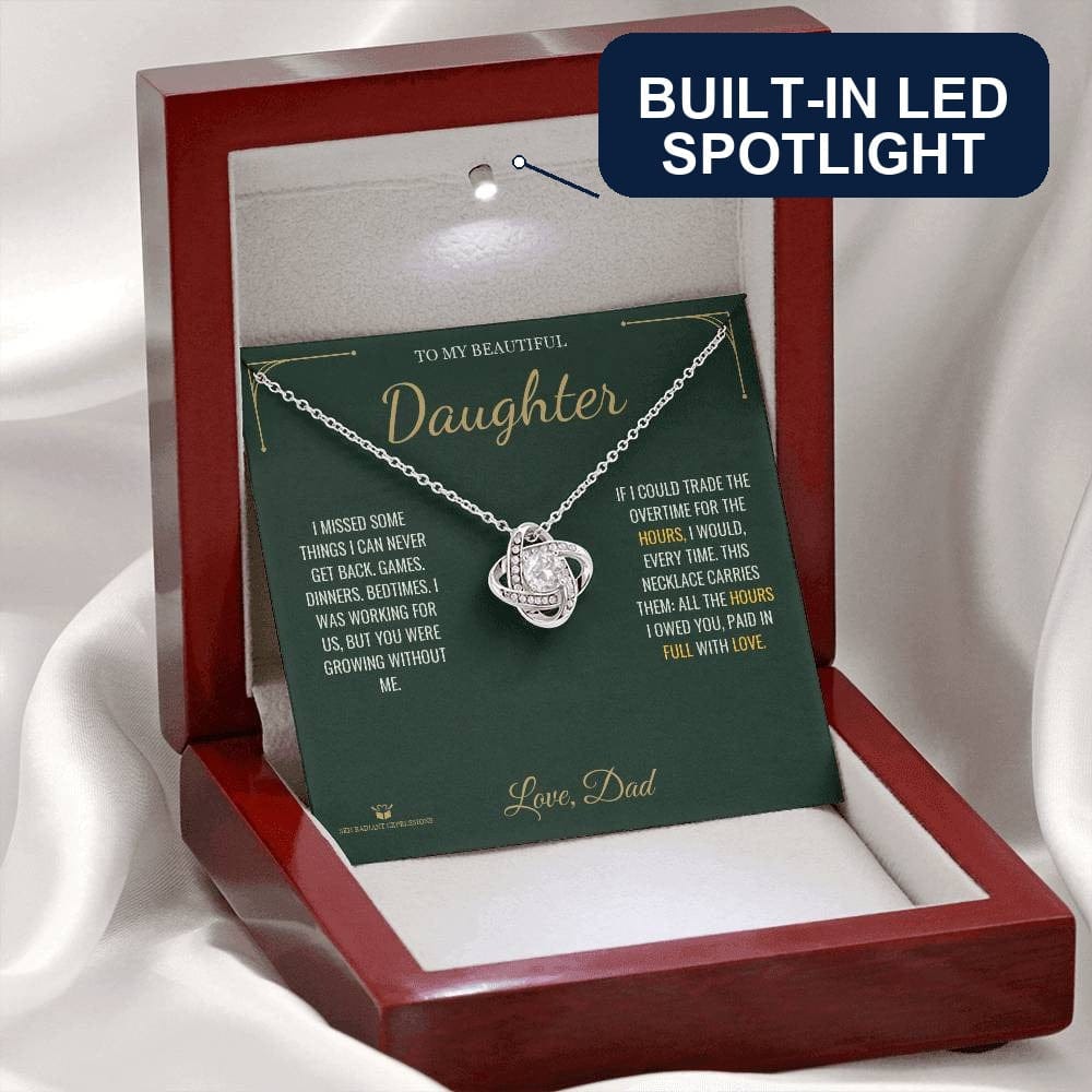 Love Knot Necklace with personalized message card for daughter
