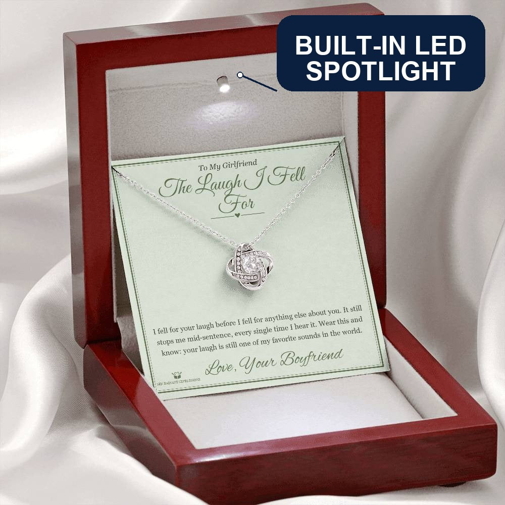 The Laugh I Fell For - Love Knot Necklace with Red Rose Box for Girlfriend - personalized keepsake gift from SKH Radiant Expressions